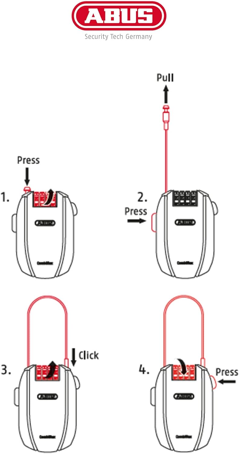 ABUS Kabelschloss Combiflex – Schloss zur Sicherung von Skiern, Helm, Kinderwagen und Gepäck – diver