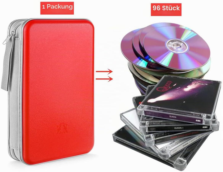 DVD-Tasche,96 Kapazität CD-Hülle Halter Lagerung Veranstalter Hartplastik Schutz Disc-Geldbörse für