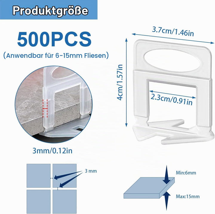 500 Stück Fliesen Nivelliersystem 3mm Nivelliersystem Fliesen Zuglaschen Fliesenverlegehilfe Fliesen