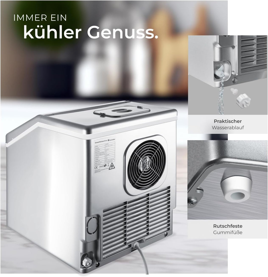 TecTake Profi Eiswürfelmaschine für klare