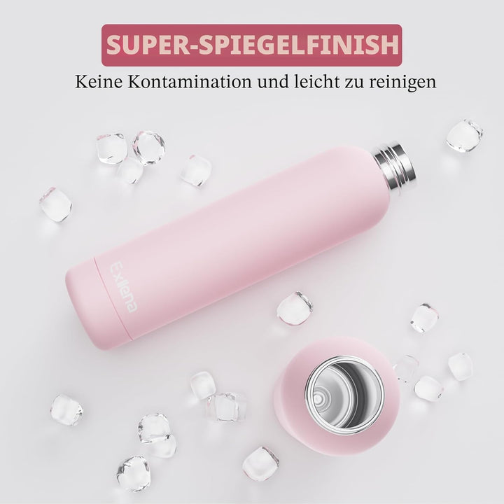 Exllena Edelstahl Trinkflasche 750ml Hält Getränke 24 Stunden kalt/ 12 Stunden warm, Thermosflasche