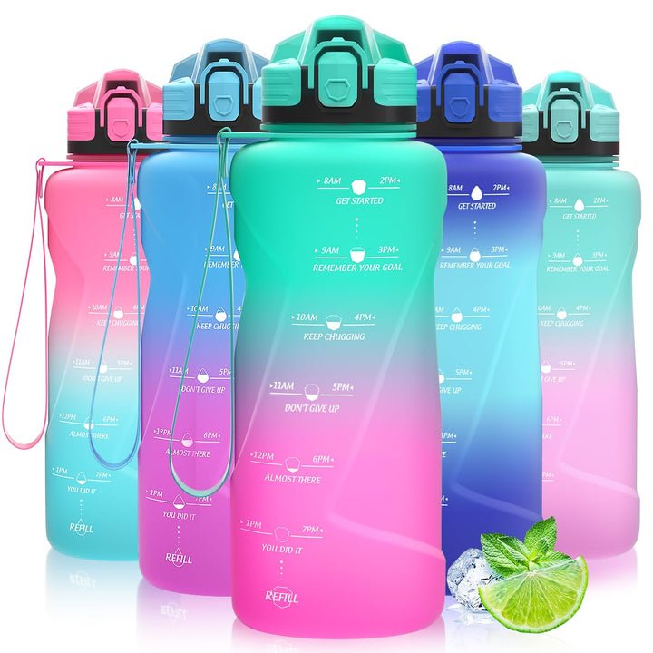 Coolfel Sport Trinkflasche 2l, 1,5l, 1l, 700ml, 500ml Trinkflasche Kinder Auslaufsicher, Motivierend