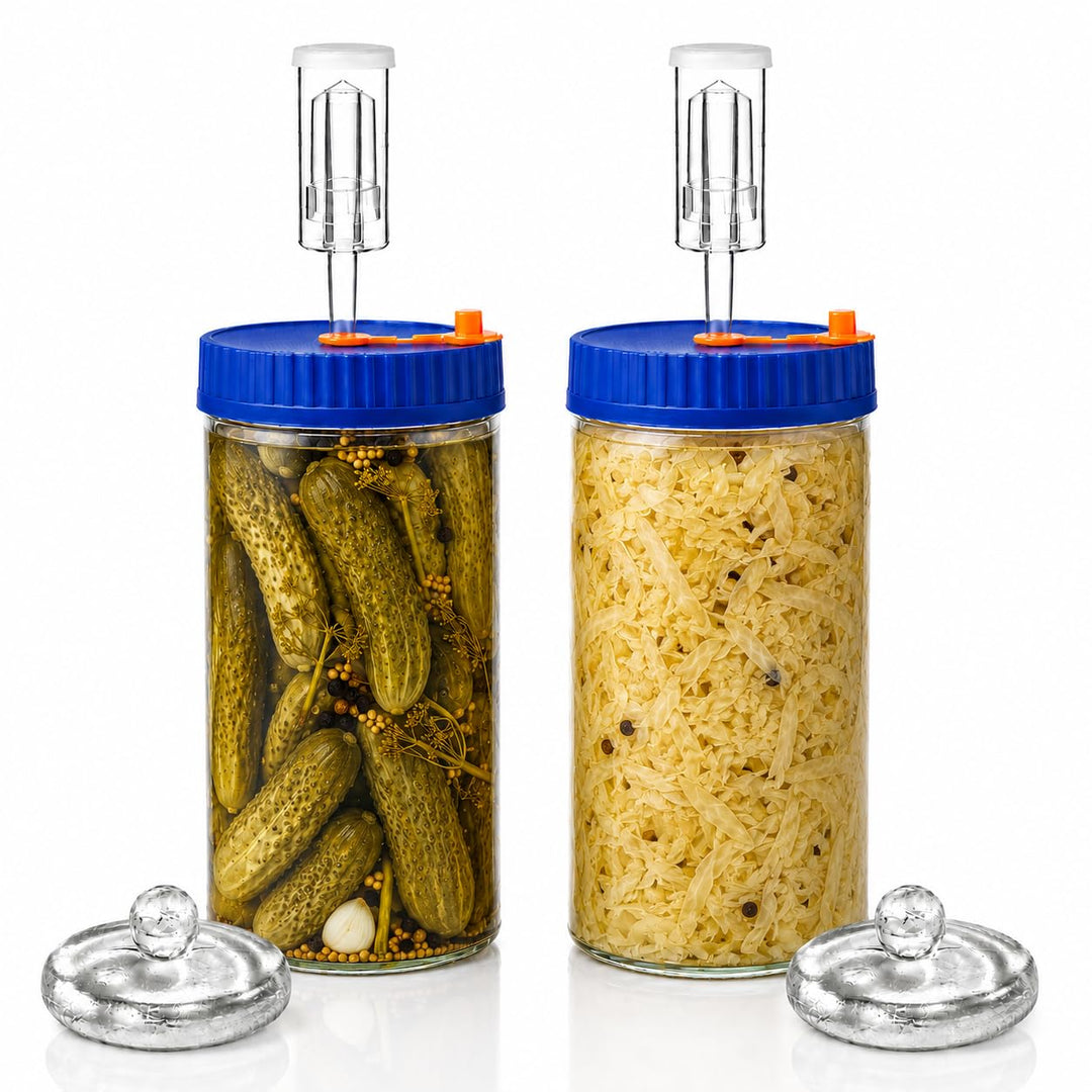 Fermentierglas 1,5L Fermentierset aus Borosilikatglas mit Gewicht für Sauerkraut, Hot Sauce, Met, Ci