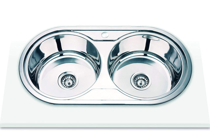 Edesa 950270009 K2 SE 84 2C Modell NAMRE-C | Einbauspüle | 2 runde Becken | Küchenspüle mit Hahnloch