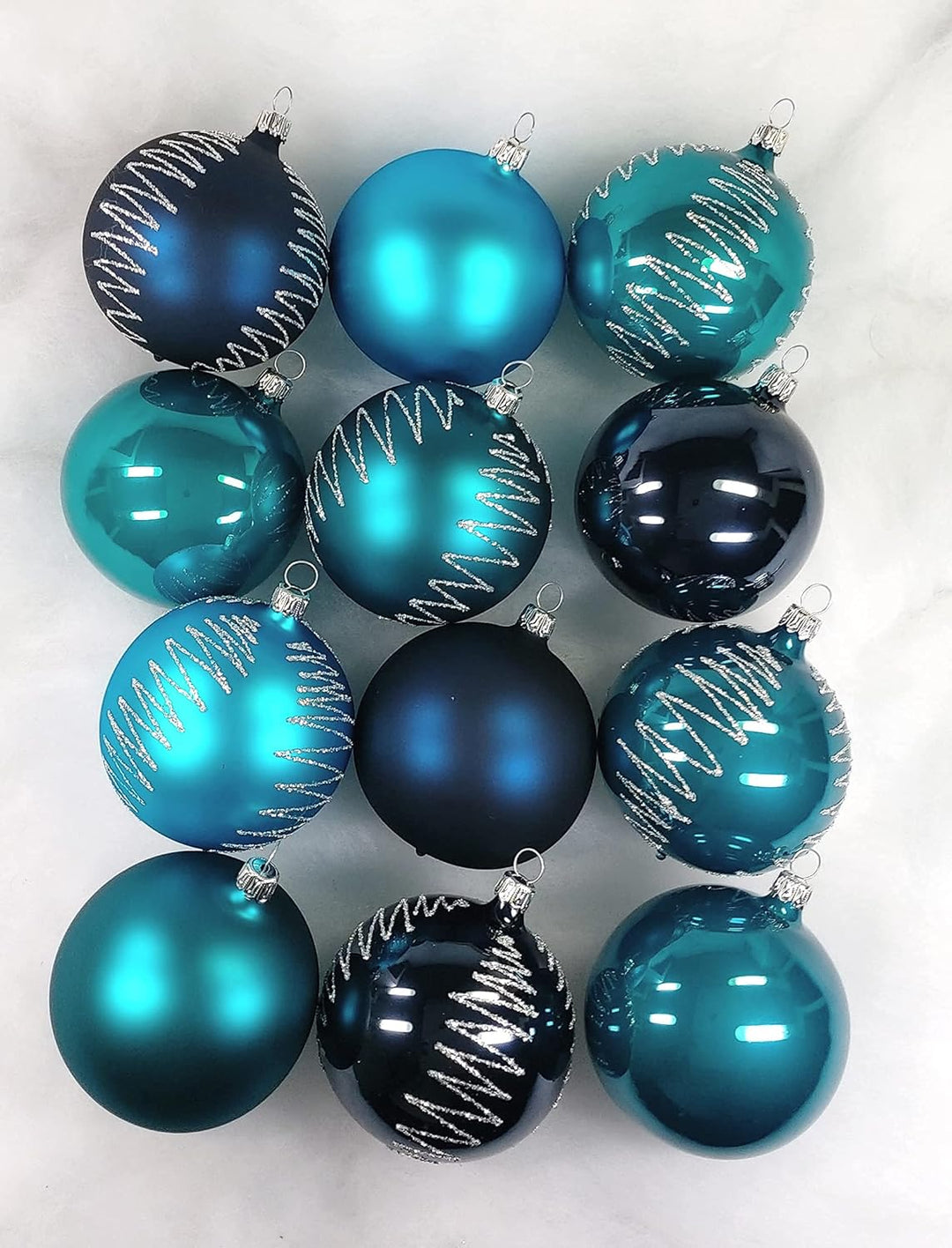 Lichte Thüringer Christbaumschmuck Exclusiv Petrol Mix 8cm Handarbeit Germany 12er Set türkis