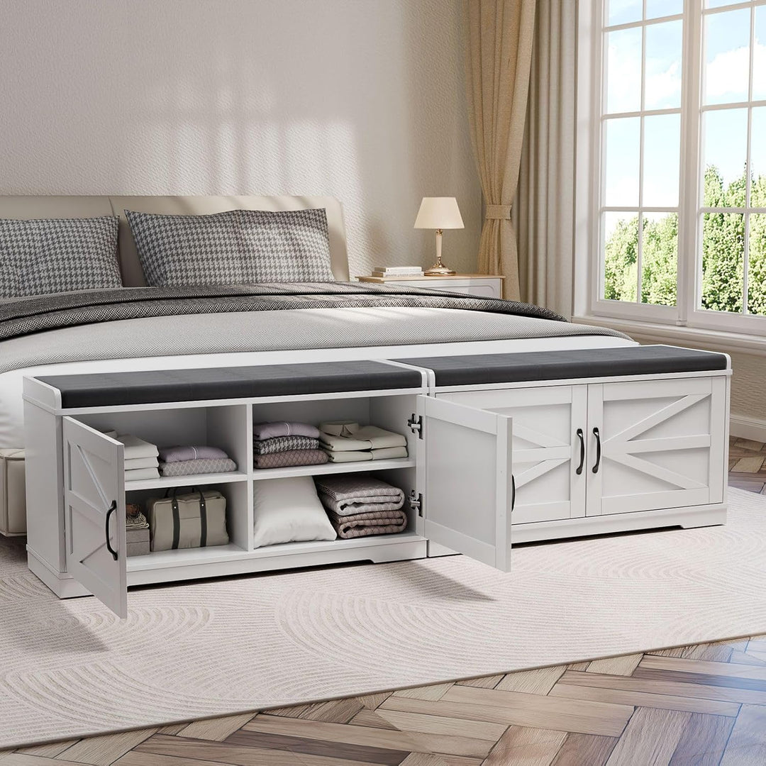 Feonase Schuhschrank mit Sitzfläche, Schuhregal Schmal, Shoe Cabinet mit Türe, Schuhbank Geschlossen