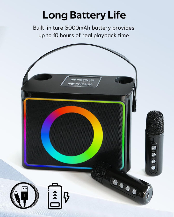 Karaoke Maschine, Karaoke anlage mit 2 mikrofonen, Tragbaren Karaoke Box Bluetooth Lautsprecher mit