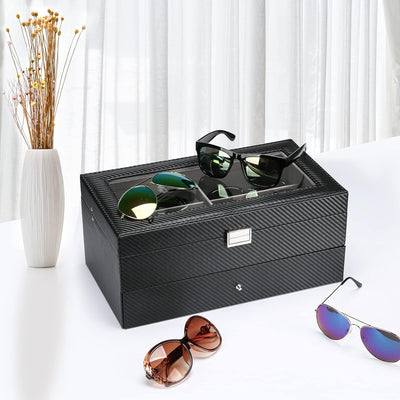 ProCase Brillenbox 18 Sonnenbrillen Displaybox Aufbewahrungsbox aus Leder Brillen Schatulle Brillenk