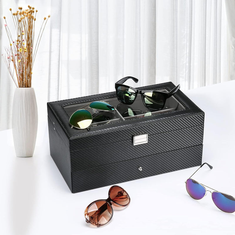 ProCase Brillenbox 18 Sonnenbrillen Displaybox Aufbewahrungsbox aus Leder Brillen Schatulle Brillenk