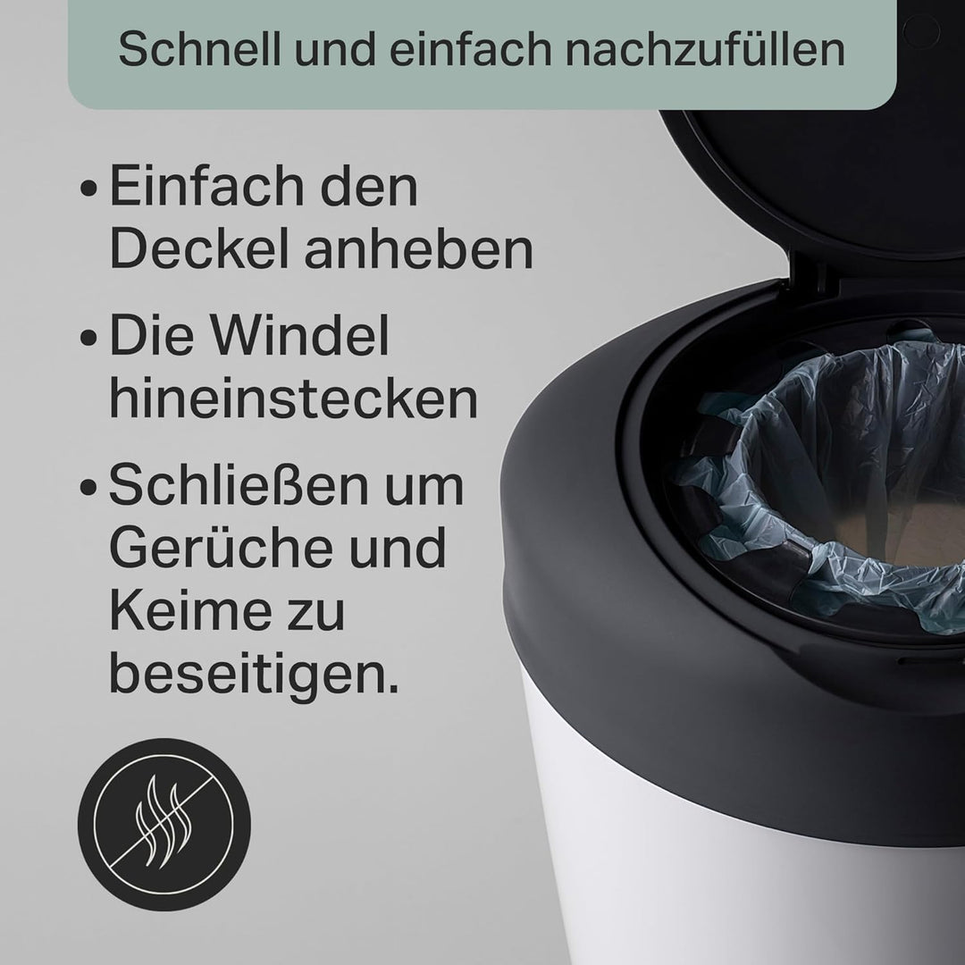 Tommee Tippee Simplee Windeleimer, mit 6 Nachfüllkassette, Schützt gegen Gerüche und Keime*, Zu 100