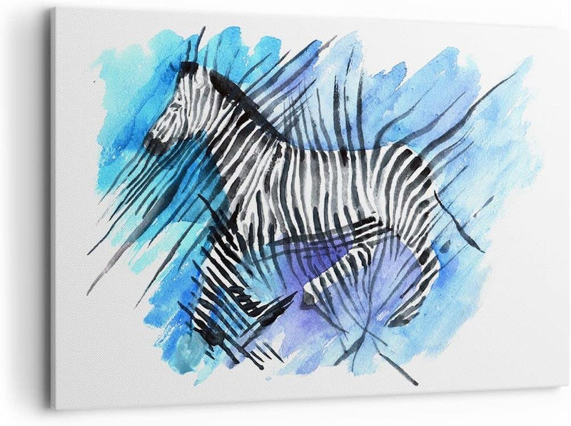 Bilder auf Leinwand 100x70cm Leinwandbild Zebra Streifen Tierwelt Pelz Gross Wanddeko Bild Schlafzim