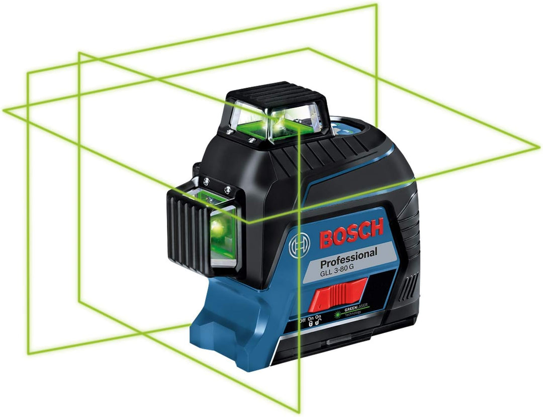 Bosch Professional Linienlaser GLL 3-80 G (grüner Laser, max. Arbeitsbereich: 30 m, 4x AA Batterie,