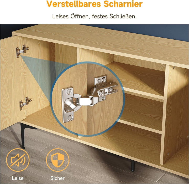 SONNI TV-Schrank, Fernsehtisch, Fernsehregal, Lowboard für Fernseher 60 Zoll mit 2 Schränken, 3 offe