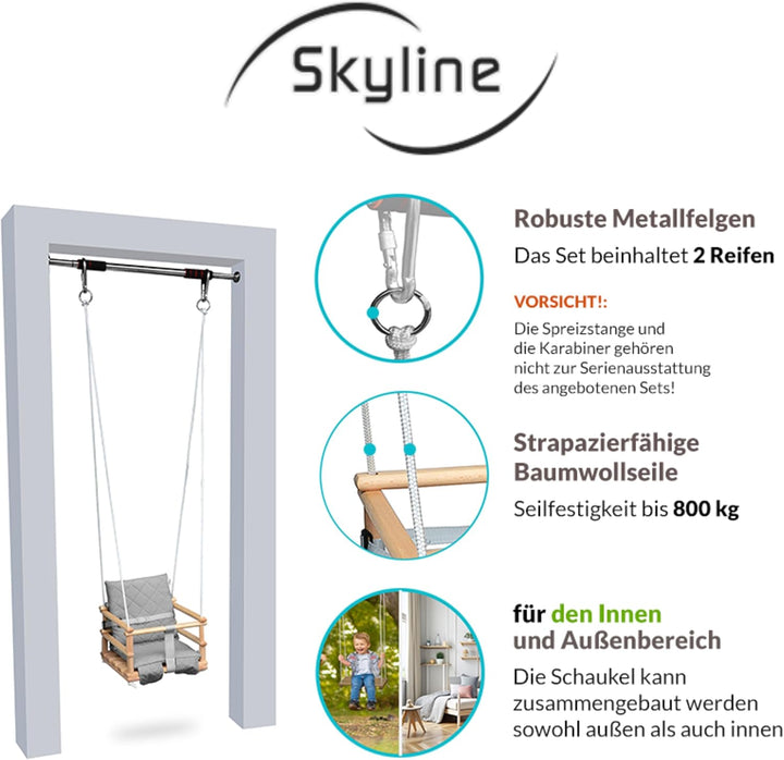 Holz Babyschaukel, Kinderschaukel, Schaukel für Kinder Schaukel 3 in 1 + SICHERHEITSGURT, Kleinkinds