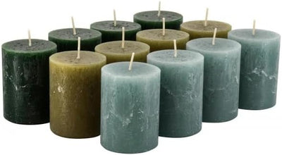 Rustikale Stumpenkerzen – Wachskerzen/Rustickerzen/Adventskerzen Weihnachten (Green Festive-Mix, Kle