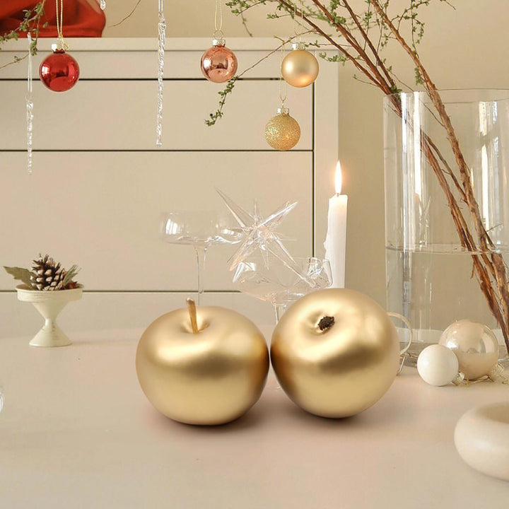 Meiwlong 6 PCS Künstliche Golden Realistisch Apfel Gefälscht Lebensecht Anzeige Früchte Faux Simulat