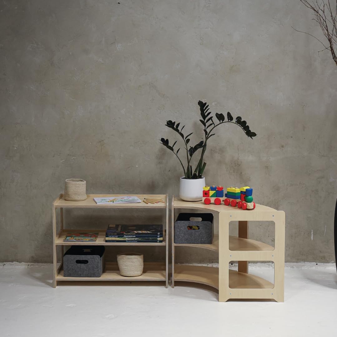 Montessori Regal für Kinderzimmer, Holz, Toy shelf for kids, Children's Room Shelf with 3 Shelves, B