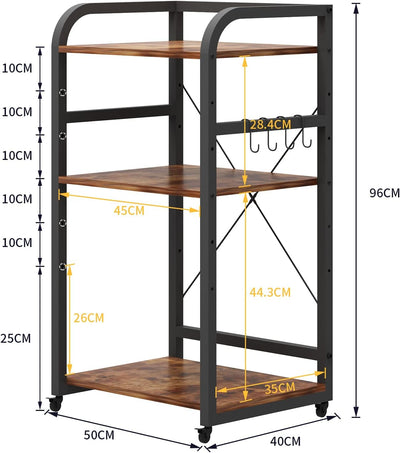 DAWNYIELD 3-stöckiger Druckerständer mit Rädern Fax-Aktenvernichter Computerablage Regal Höhenverste