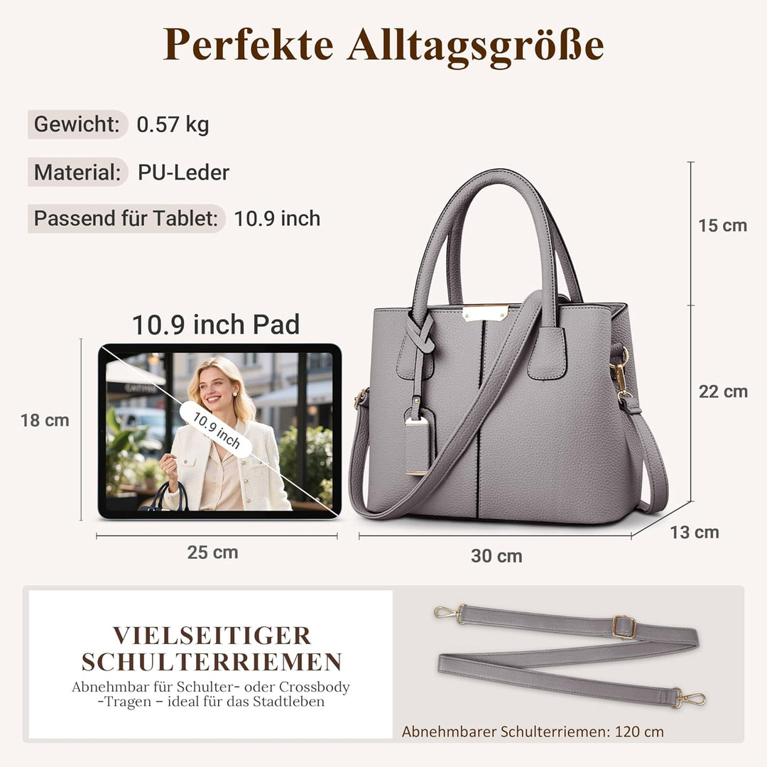 DIRRONA Elegant Damen Handtasche Schultertasche Gross Kapazität Umhängetasche Beiläufig Reise Tasche