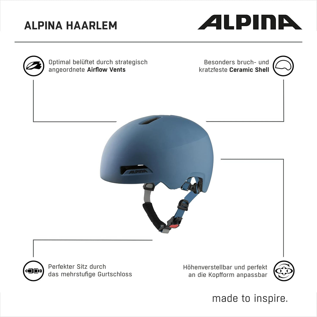 ALPINA HAARLEM - Robuster, Individuell Anpassbarer & Leichter Urban Fahrradhelm Für Erwachsene navy