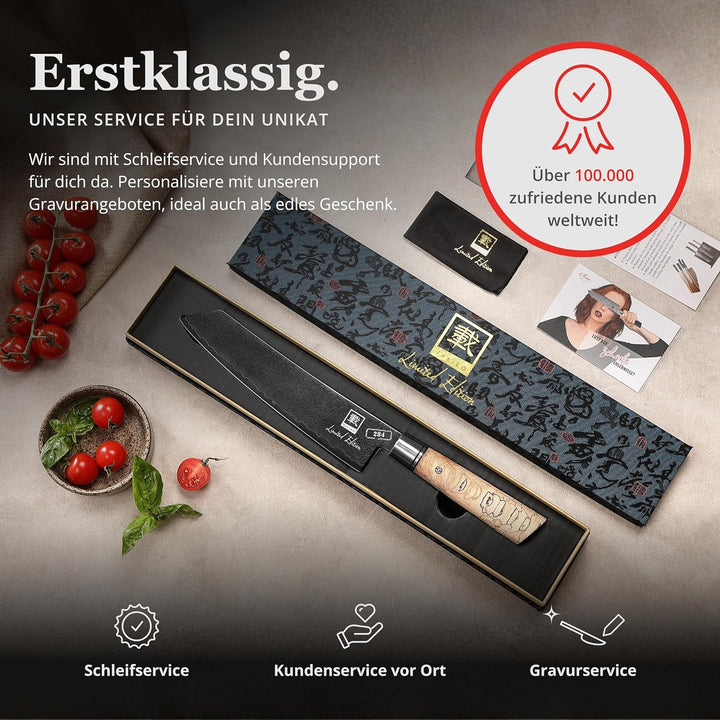 zayiko Limited Edition Damastmesser Kiritsuke Black Meteor, 20 cm Klinge gefertigt aus 67 Lagen Dama