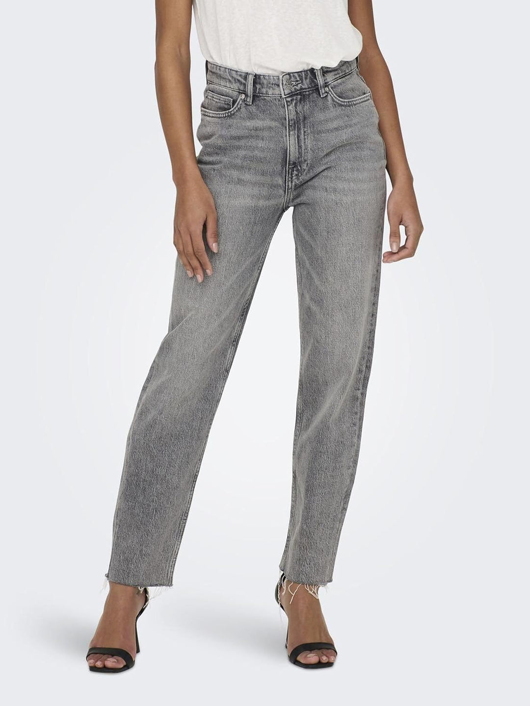 ONLY Female Straight-Fit Jeans ONLEmily Life HW Straight Fit Jeans 25W / 30L Grey Denim, 25W / 30L G