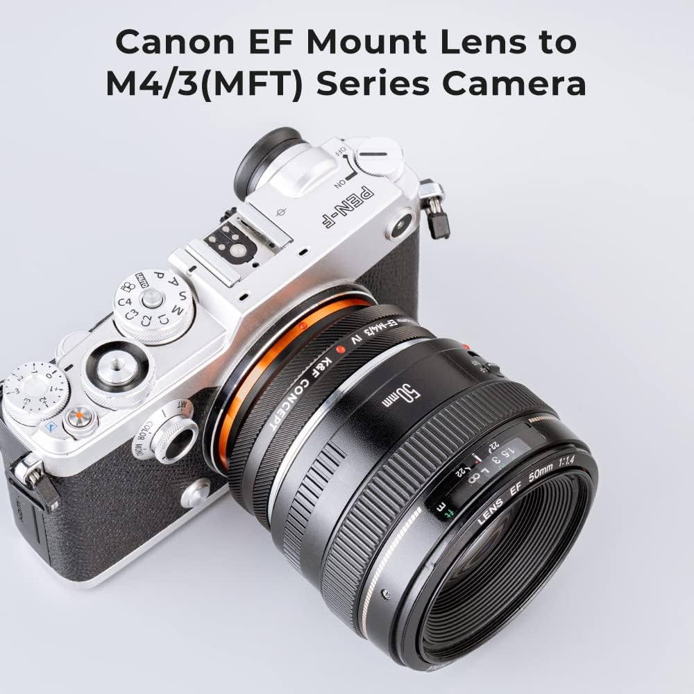 K&F Concept Lens Mount Adapter EOS-M4/3 IV Manueller Fokus Kompatibel mit Canon (EF/EF-S) Objektiv u