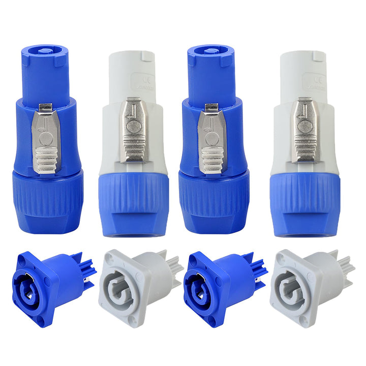 2 Set Eingang und Ausgang Powercon für Neutrik Nac3fca Connector Einbaubuchse 3 Polig, Stecker Set V