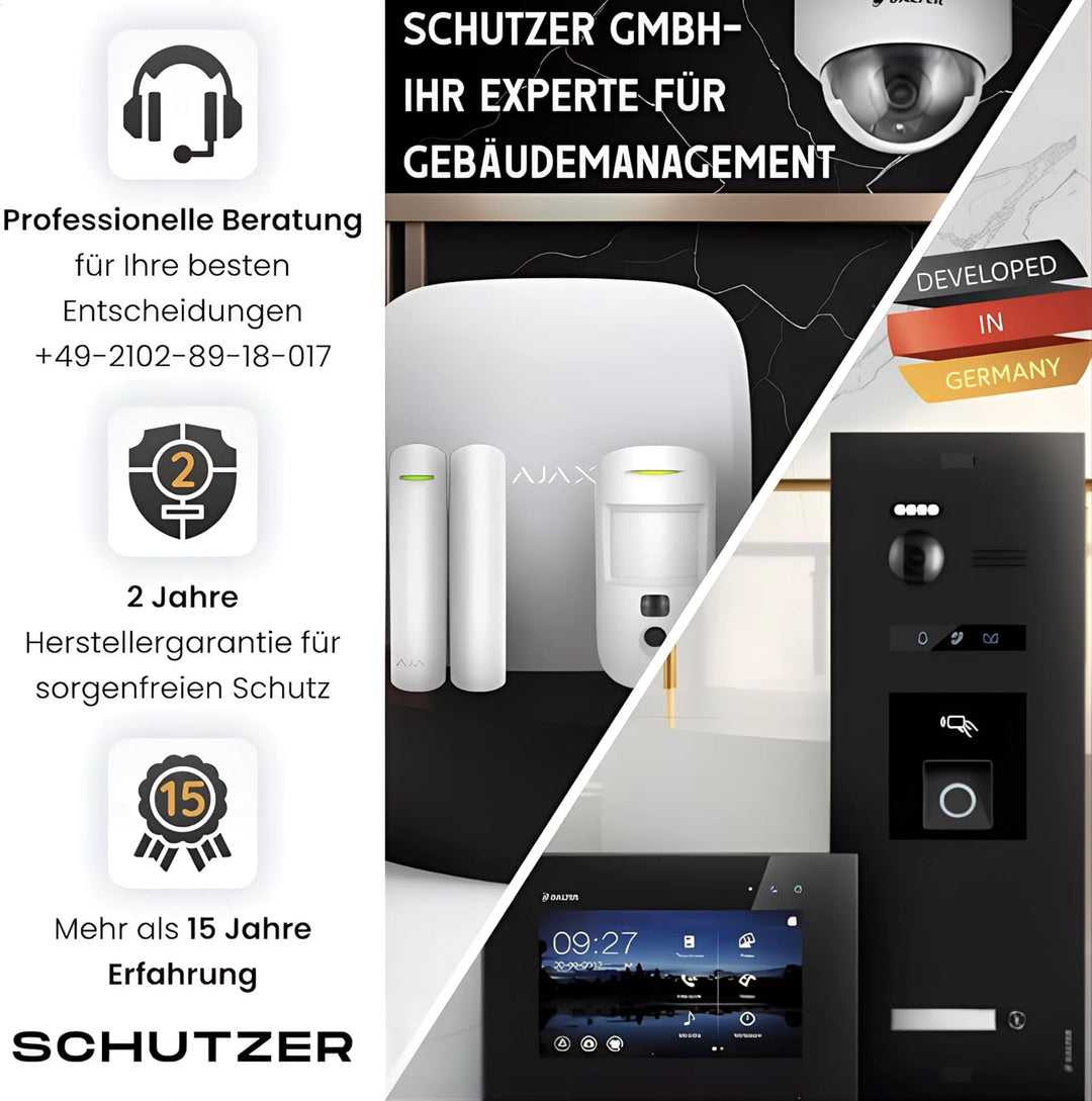 SCHUTZER Balter EVO 2-Draht Bus Video Türsprechanlage Komplettsystem mit 150° Weitwinkelkamera 2 Kli