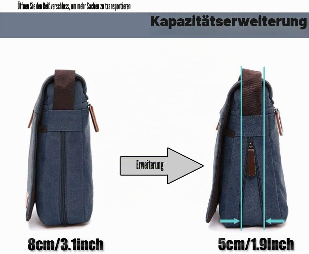 LOSMILE Herren Umhängetaschen, Leinwand Schultertaschen, Laptoptasche,Schulranzen, für Schule und Ar