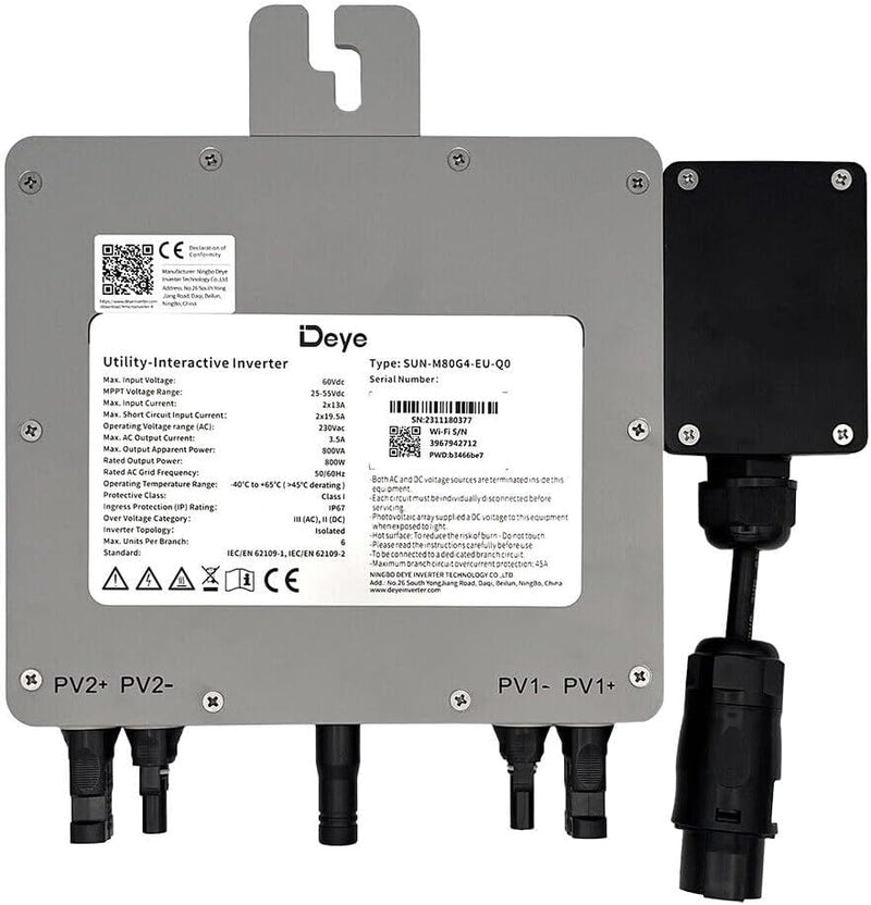 home Trends® SUN-M80G4-EU-Q0 800W Mikro Wechselrichter Neue Generation Externe Ralais Solar PV mit 5