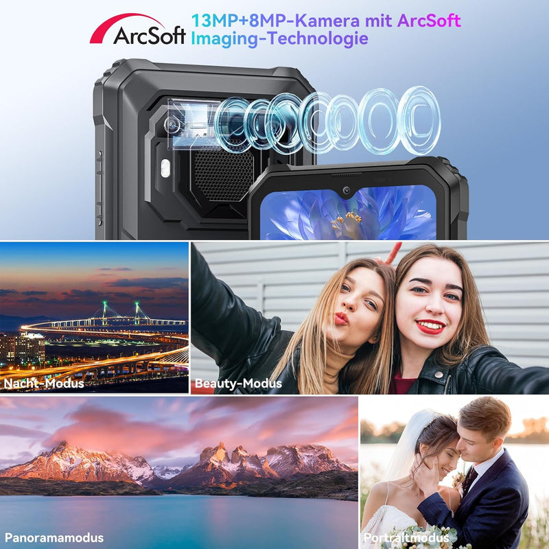 Blackview BV6200 Pro(8GB+128GB) Outdoor Handy Ohne Vertrag, Android 13, Smartphone mit 13000mAh Akku