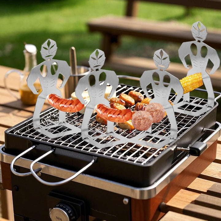 Generisch 4 Stück Grillwursthalter Aus Edelstahl, Wurst Grillständer, Witzige Geschenke Grill Gadget