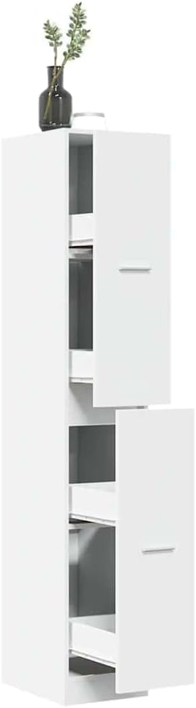 vidaXL Apothekenschrank, weiss, 30 x 41 x 174,5 cm, aus Spanplatte, Apothekenschrank, Apothekenmöbel