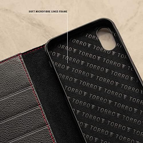 TORRO Hülle kompatibel mit iPhone XR– Premium Leder Hülle mit Standfunktion und Kartenfächern (Schwa