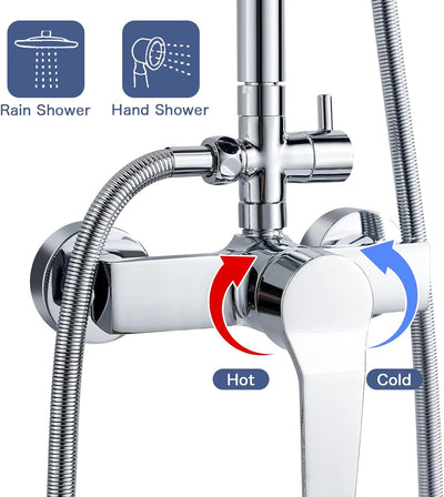 kisimixer Duschsystem mit Einhebelmischer - Regendusche Duschset mit 2 Strahlarten(8 Zoll), Duschkop