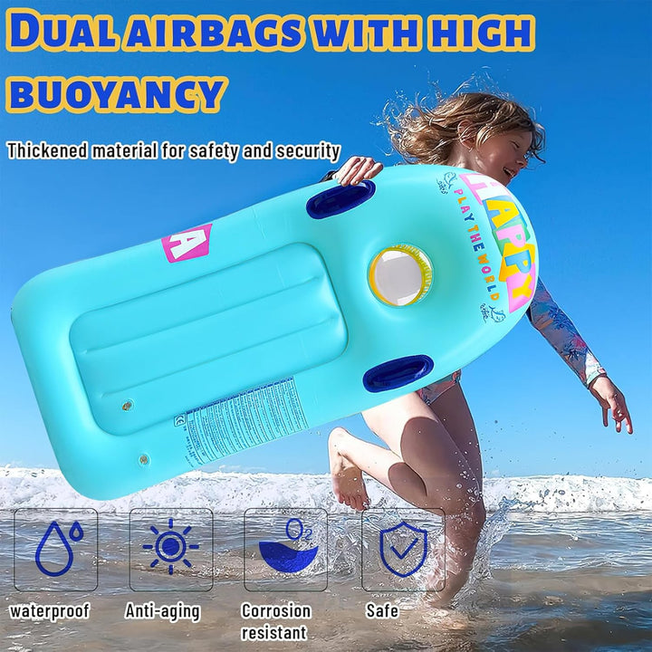 Schwimmbrett Bodyboard Aufblasbar, dellyy 110 x 48cm Surfbrett Bodyboard mit Griffen, Schwimmhilfe A