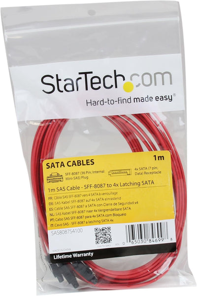 StarTech.com Serial ATA SCSI SAS Kabel 1m - SFF-8087 auf 4x SATA mit Lasche
