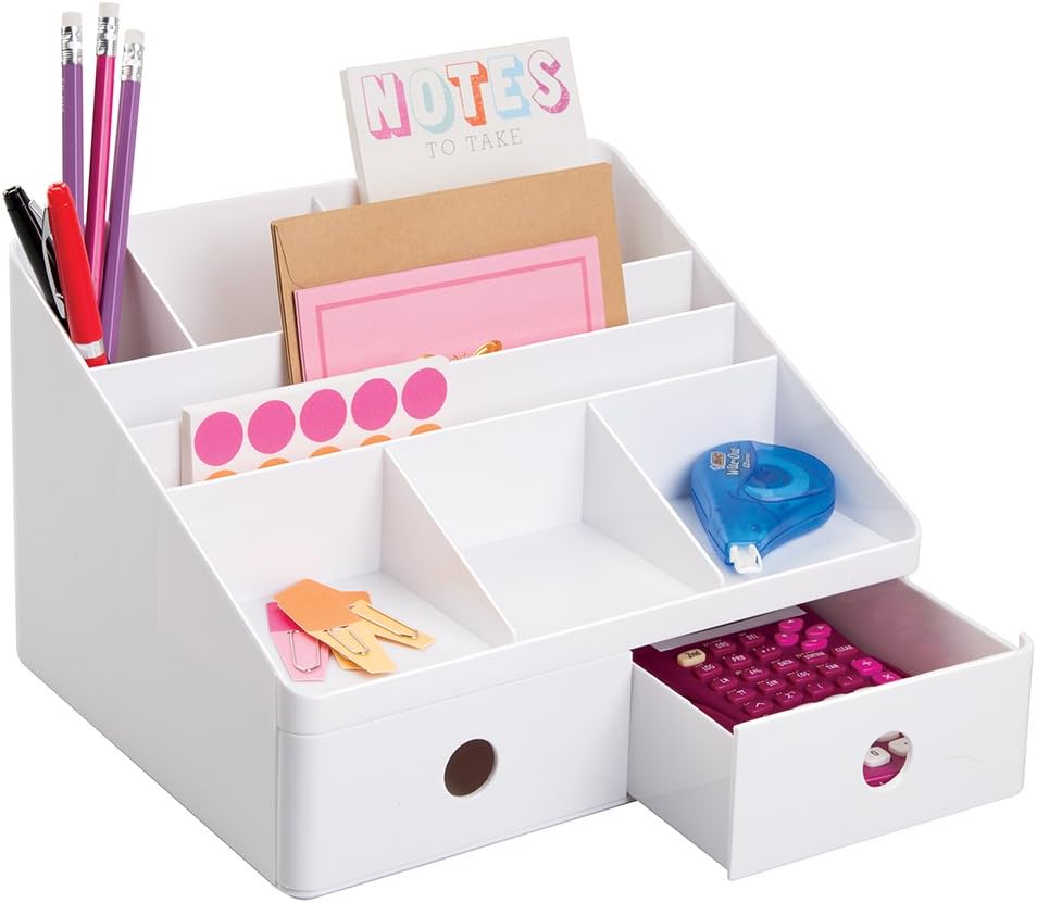 iDesign 42011EU Linus Schreibtisch Organizer mit Schubladen, weiss, Organizer mit Schubladen