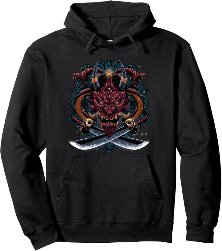 Oni Dämon Teufel Japanische Hannya Maske Pullover Hoodie