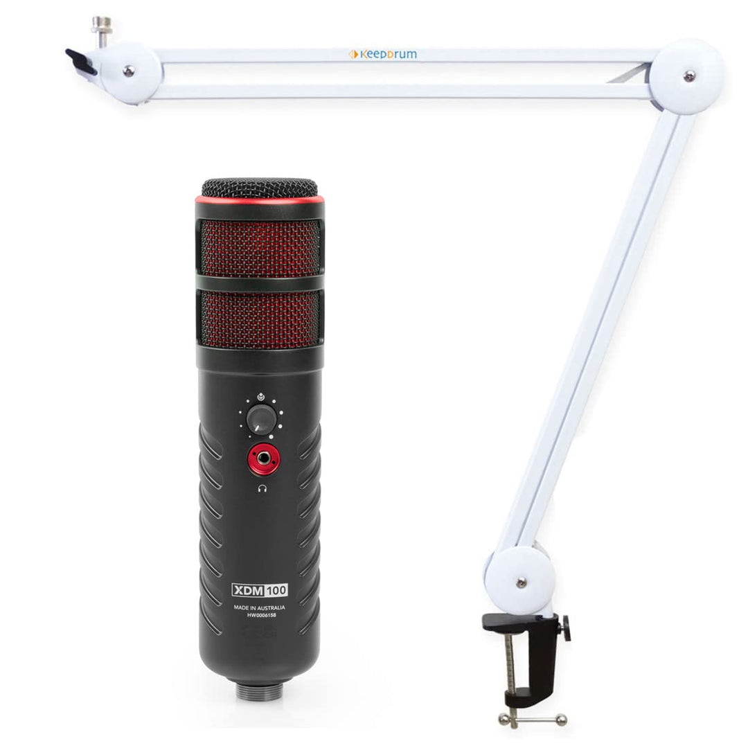 Rode X XDM-100 USB-Sprechermikrofon + keepdrum MS138 Gelenkarm-Stativ Weiss