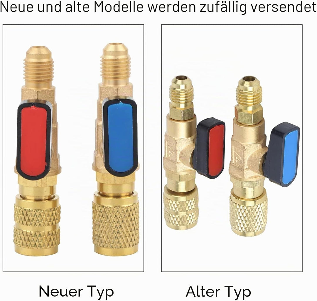 Haofy Klimaanlagen Kältemittel Kugelhahn, 2 Stück Kältemittelventil Kugelhahn Ladeschläuche Adapter,