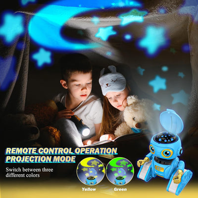 Ophy Roboter Kinder Spielzeug, wiederaufladbar und projizierbar, RC-Roboter mit LED-Augen und Musik,