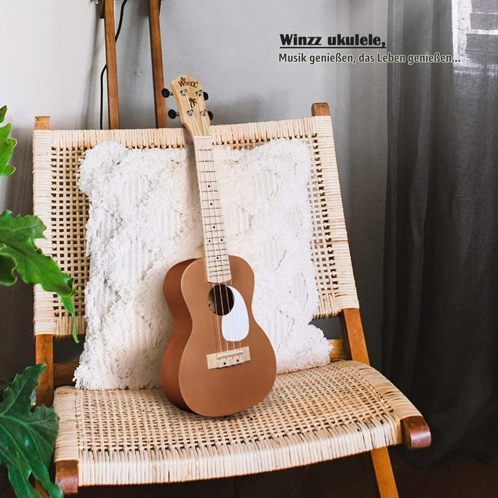 Winzz Ukulele Erwachsene Anfänger Set, Konzert Ukulele 23 Zoll, Ukulele Kinder Einsteiger Kit mit 9