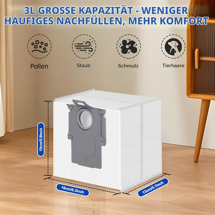 Nuangoo 16 Stück Staubsaugerbeutel, kompatibel für Roborock S7 Max Ultra/S8/Qrevo CurvX/Q7/Q10/Q5 Pr