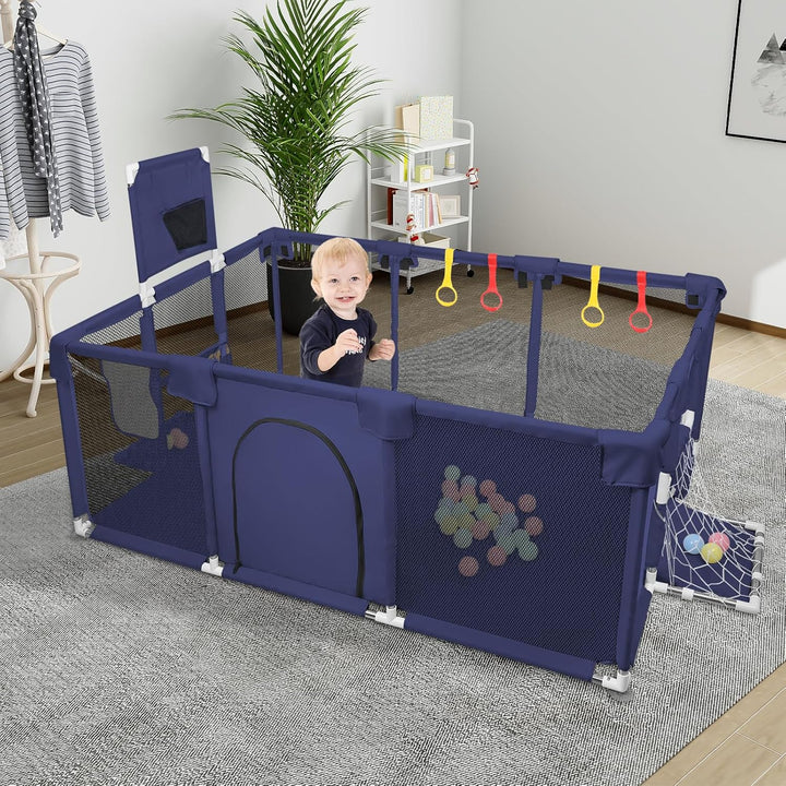 Laufstall, XXL, faltbar, modulierbar, für Babys, mit Barrieren/Netzen/Ozeanball/4 Griffen, extra gro