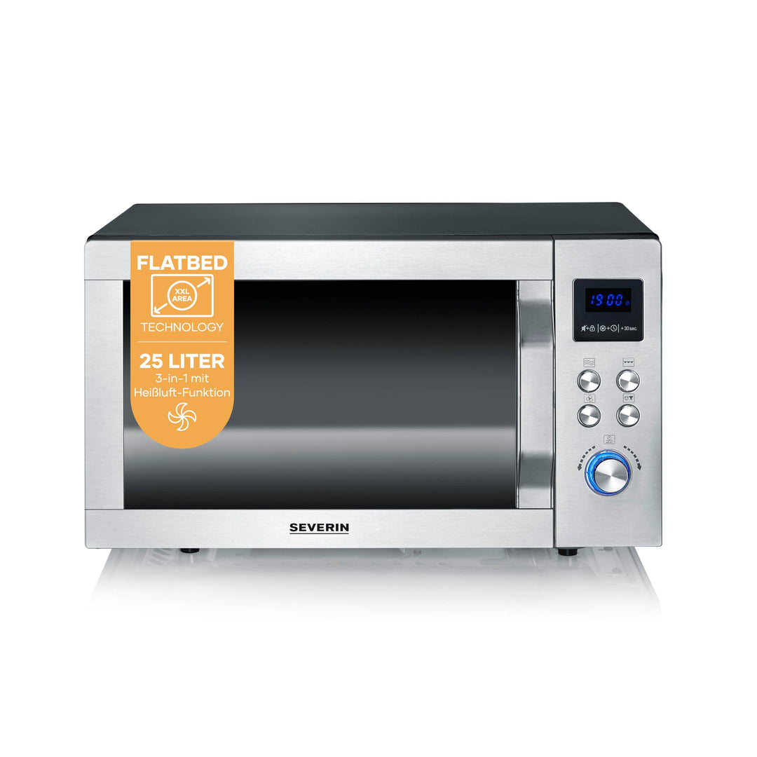 SEVERIN 3-in-1 Mikrowelle mit Glasboden, Grill und Heissluftfunktion, Mikrowellengerät, Mikrowelle m
