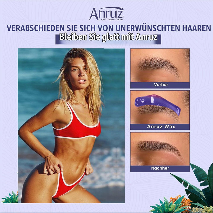 ANRUZ Waxing Set- A1-Black Wachswärmer Wachs Haarentfernung mit 400g Wachsperlen,Silikonschale und 2