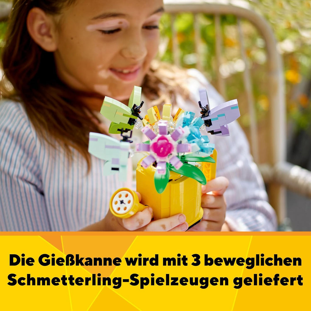 LEGO Creator 3in1 Giesskanne mit Blumen Set, Kinderzimmer-Deko, Baue eine Giesskanne mit Blumenstrau