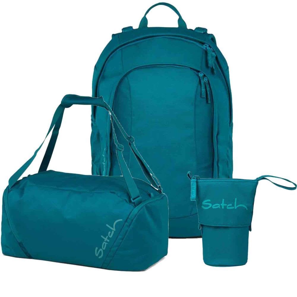 Satch Air Pencil Slider Edition Schulrucksack Set 3tlg. inkl. Sporttasche Deep Petrol, Deep Petrol